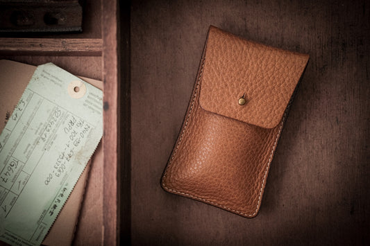 SAMPLE SALE "veg tan leatherpouch BRONZE - Stud