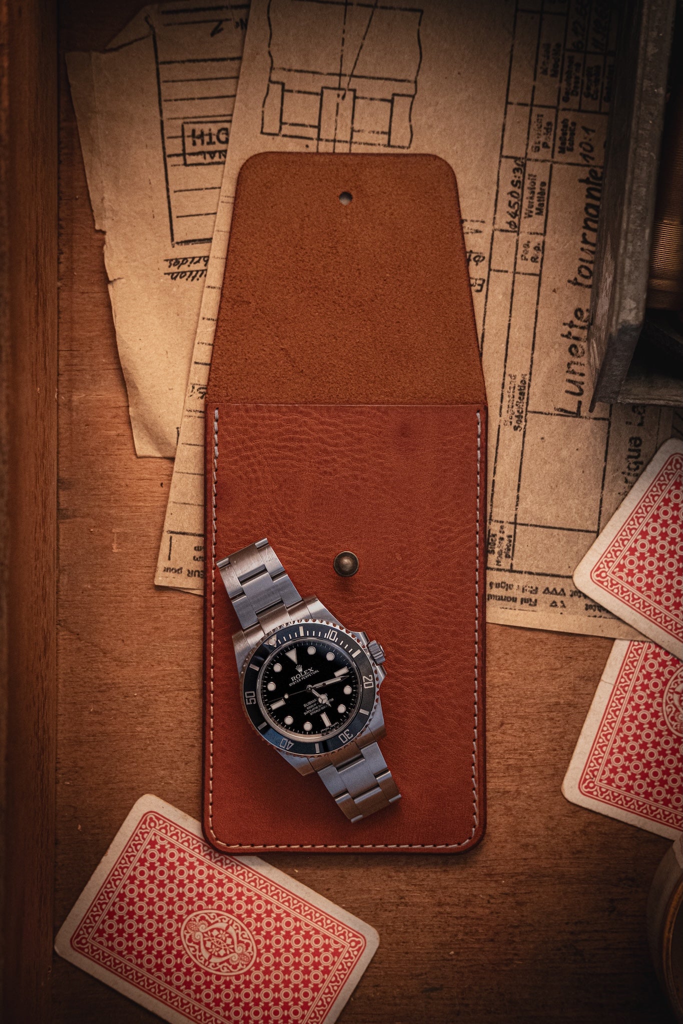 SAMPLE SALE – Handmade Leather Watch Pouch | Cognac Brown