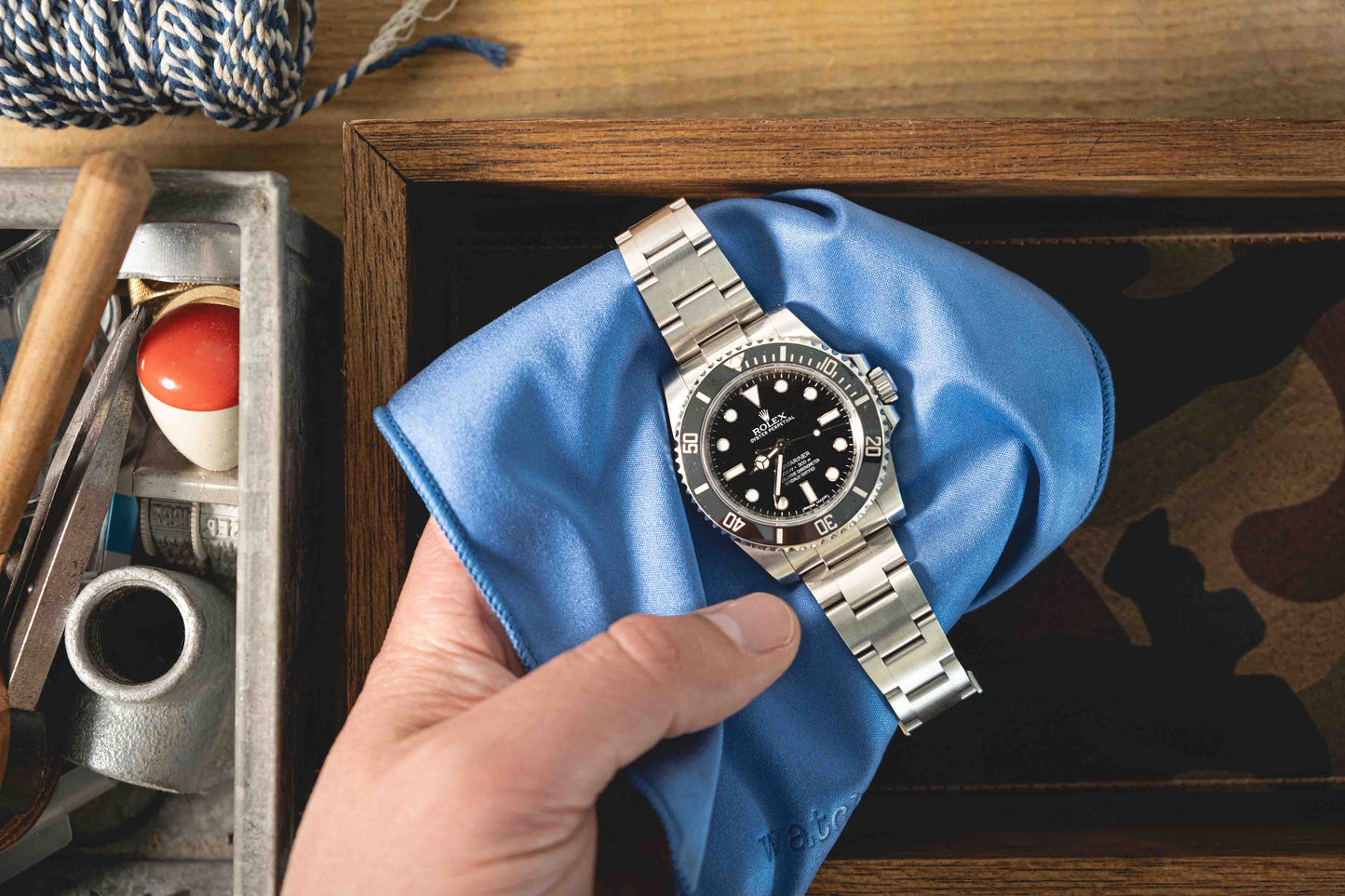 Blue microfiber watch cleaning cloth very high quality Cartier Rolex Omega Tudor