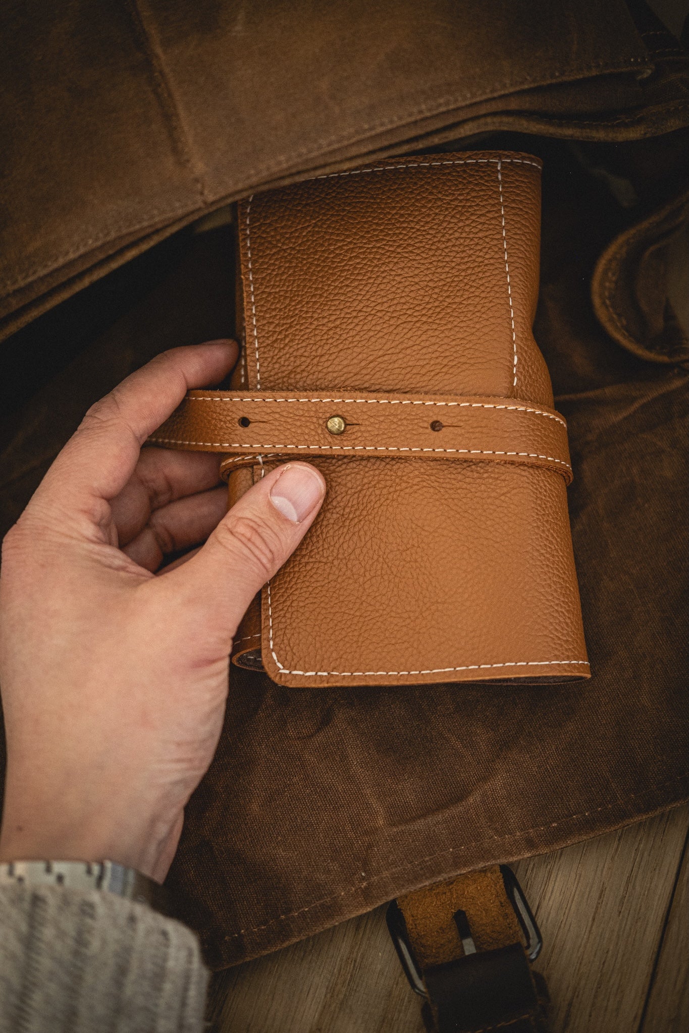 Handcrafted premium Leather Watch Roll — Five-Watch Configuration