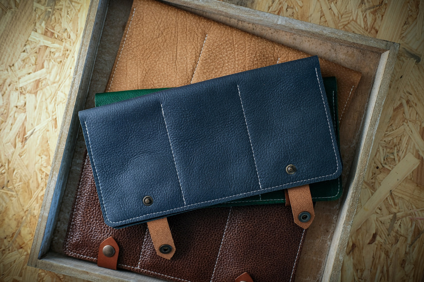 Bank-vault wallet "6 pockets" color; ocean blue