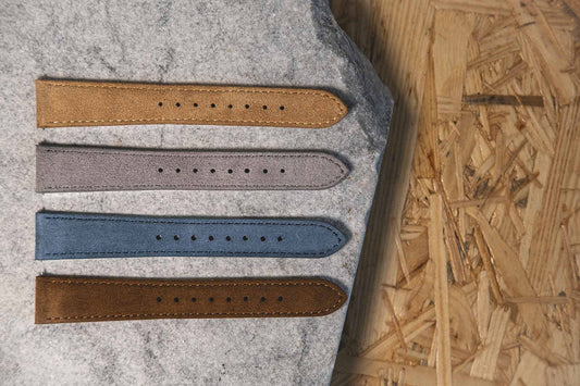 Suede watchstraps 4 colors for Rolex, Omega, Seiko, Panerai, Tudor, Breitling watches. 